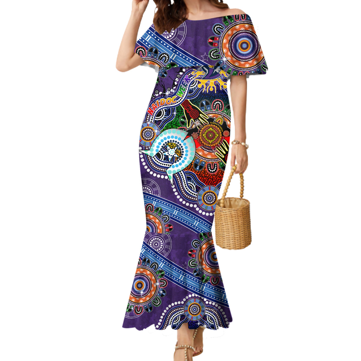 Personalised Storm NAIDOC Week 2024 Mermaid Dress Australia Aboriginal Dot Painting