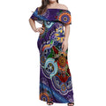 Personalised Storm NAIDOC Week 2024 Off Shoulder Maxi Dress Australia Aboriginal Dot Painting