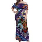 Personalised Storm NAIDOC Week 2024 Off Shoulder Maxi Dress Australia Aboriginal Dot Painting