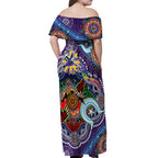 Personalised Storm NAIDOC Week 2024 Off Shoulder Maxi Dress Australia Aboriginal Dot Painting