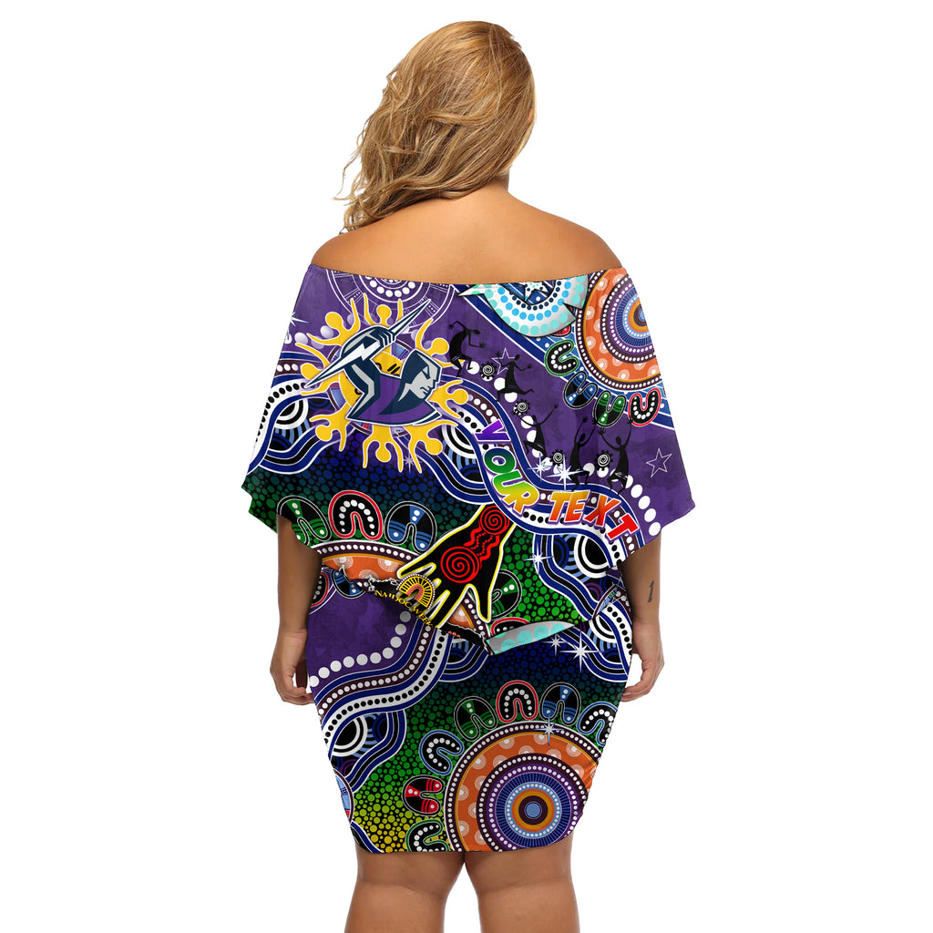 Personalised Storm NAIDOC Week 2024 Off Shoulder Short Dress Australia Aboriginal Dot Painting