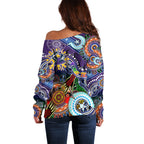 Personalised Storm NAIDOC Week 2024 Off Shoulder Sweater Australia Aboriginal Dot Painting