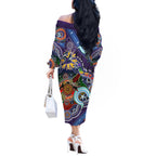 Personalised Storm NAIDOC Week 2024 Off The Shoulder Long Sleeve Dress Australia Aboriginal Dot Painting