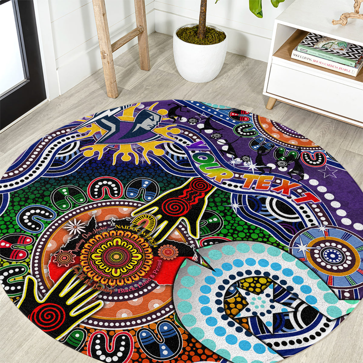 Personalised Storm NAIDOC Week 2024 Round Carpet Australia Aboriginal Dot Painting