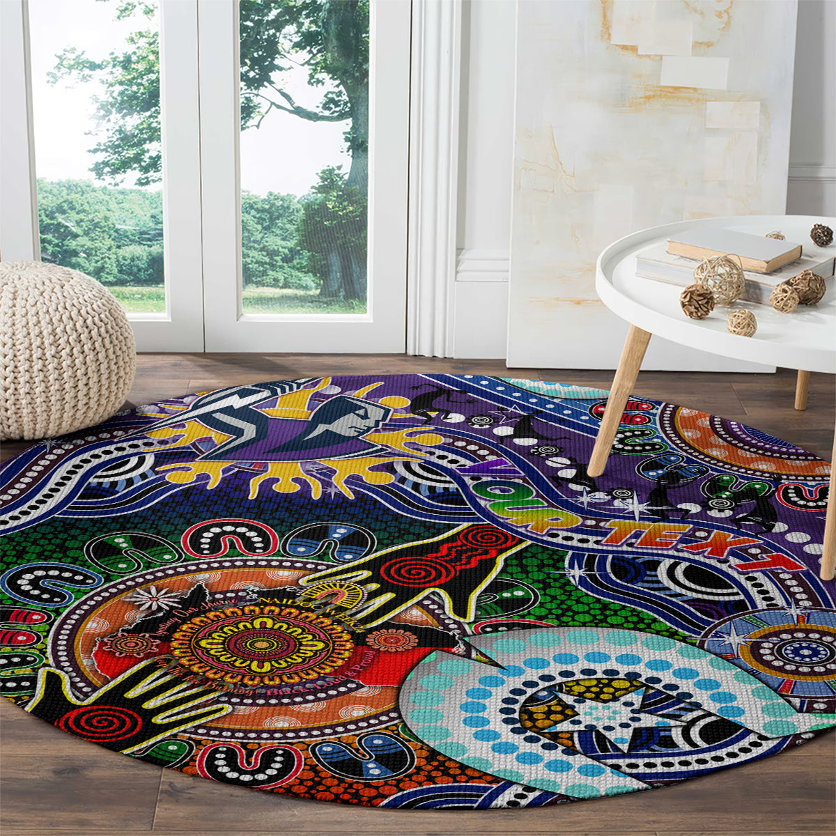 Personalised Storm NAIDOC Week 2024 Round Carpet Australia Aboriginal Dot Painting