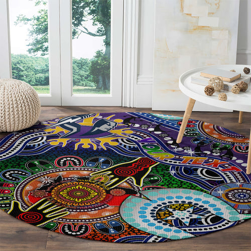 Personalised Storm NAIDOC Week 2024 Round Carpet Australia Aboriginal Dot Painting