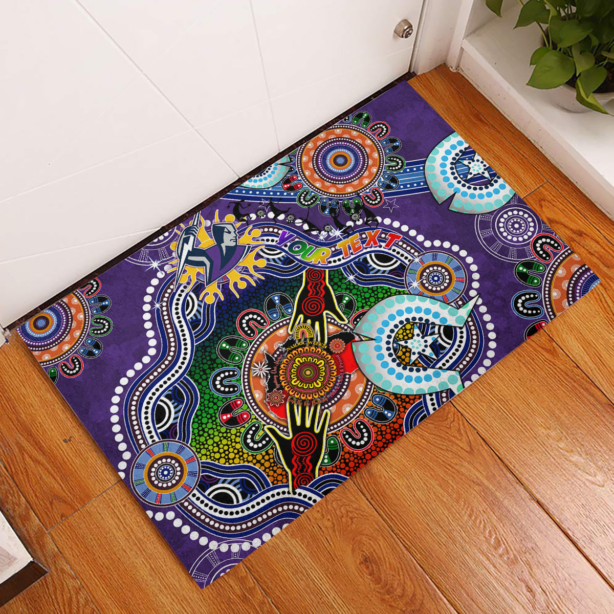 Personalised Storm NAIDOC Week 2024 Rubber Doormat Australia Aboriginal Dot Painting