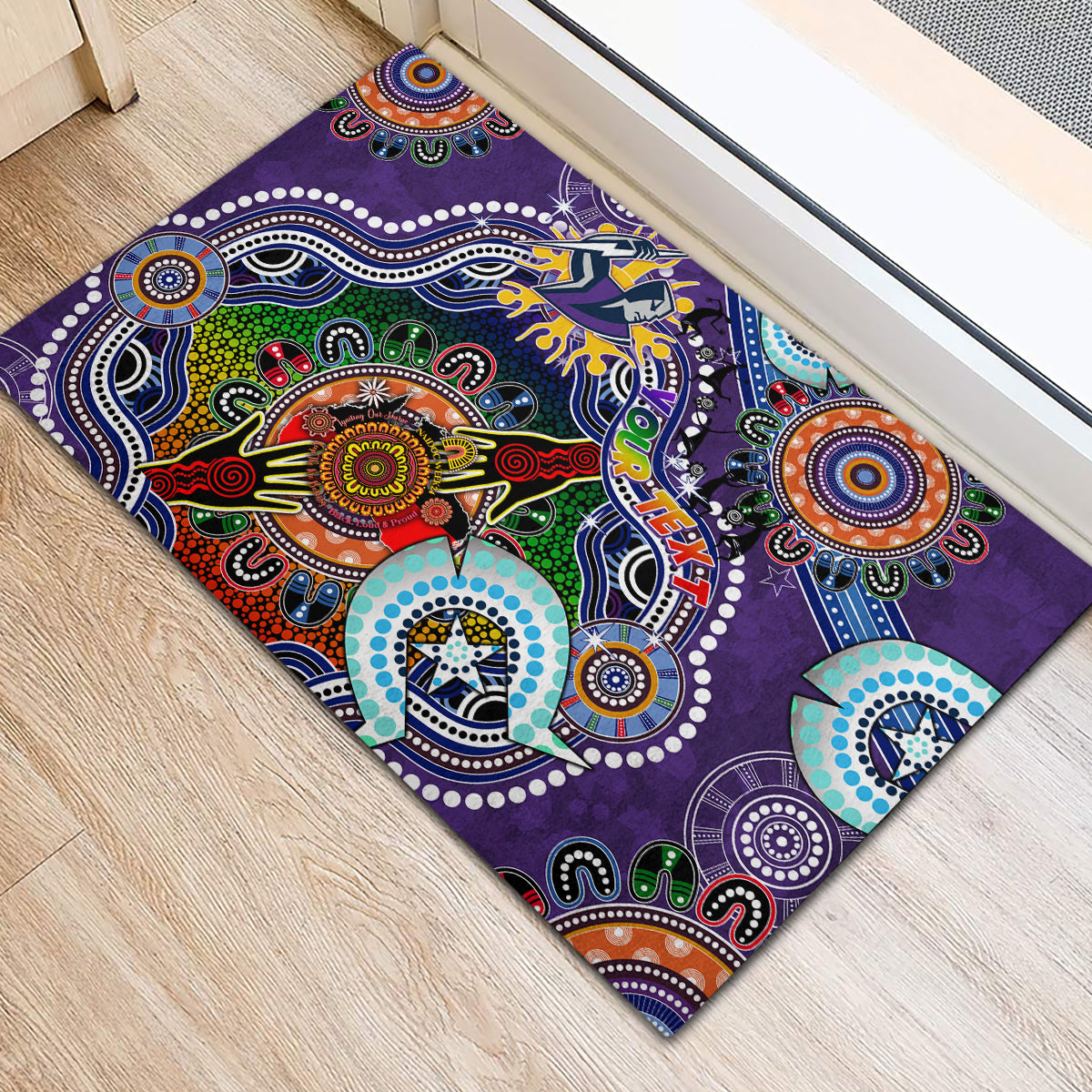 Personalised Storm NAIDOC Week 2024 Rubber Doormat Australia Aboriginal Dot Painting
