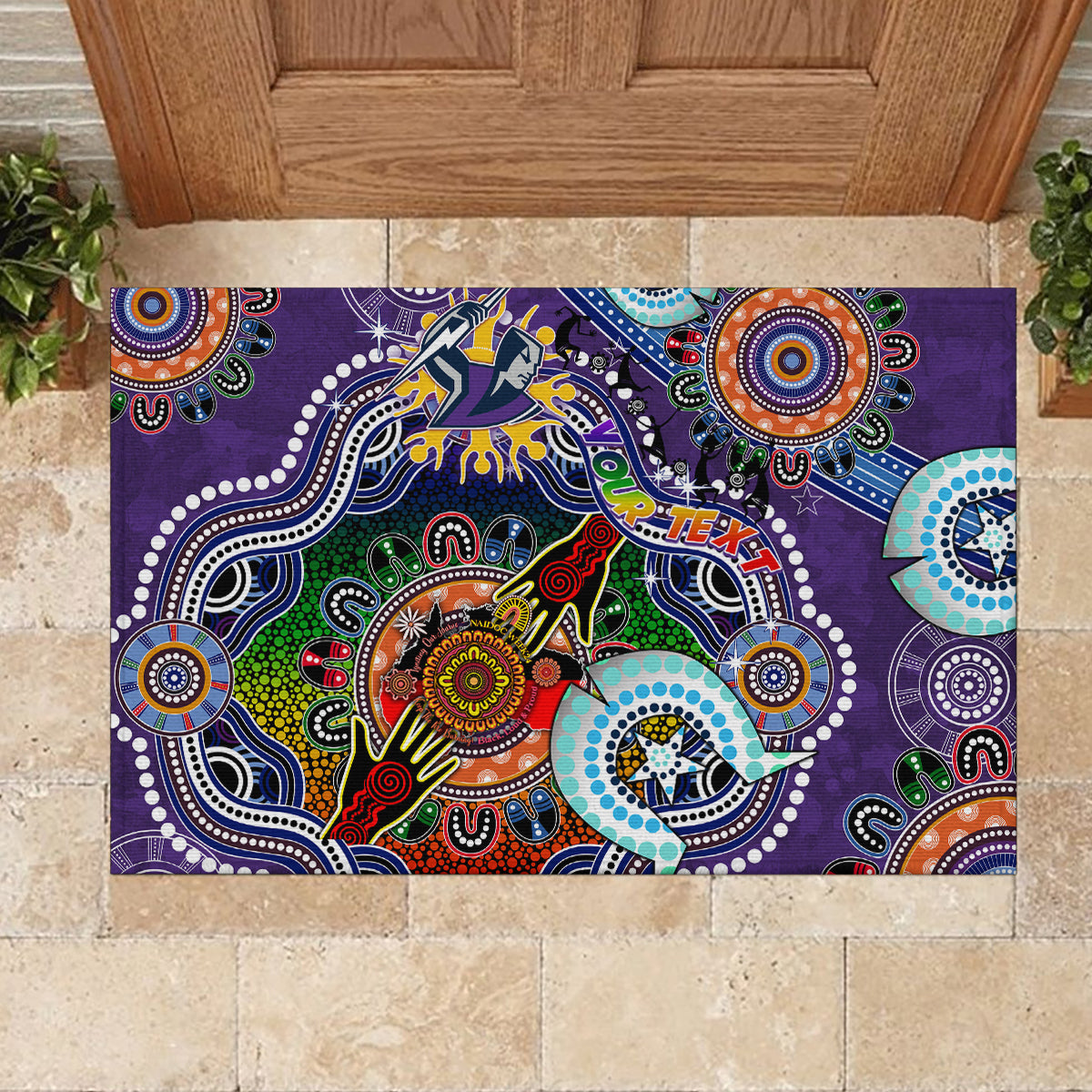 Personalised Storm NAIDOC Week 2024 Rubber Doormat Australia Aboriginal Dot Painting