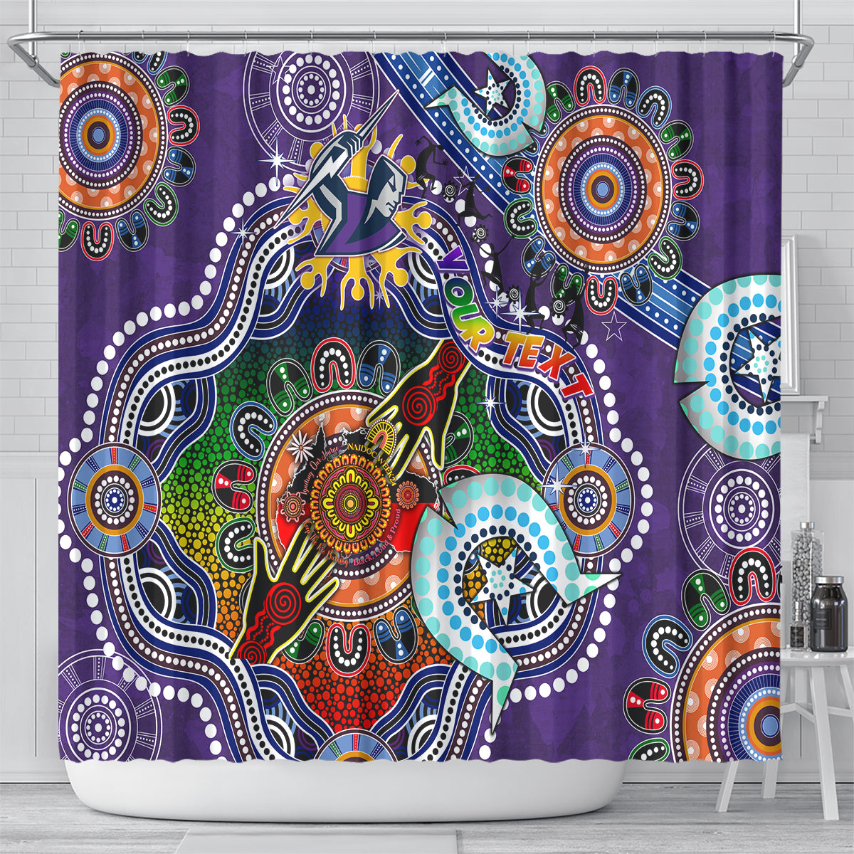 Personalised Storm NAIDOC Week 2024 Shower Curtain Australia Aboriginal Dot Painting