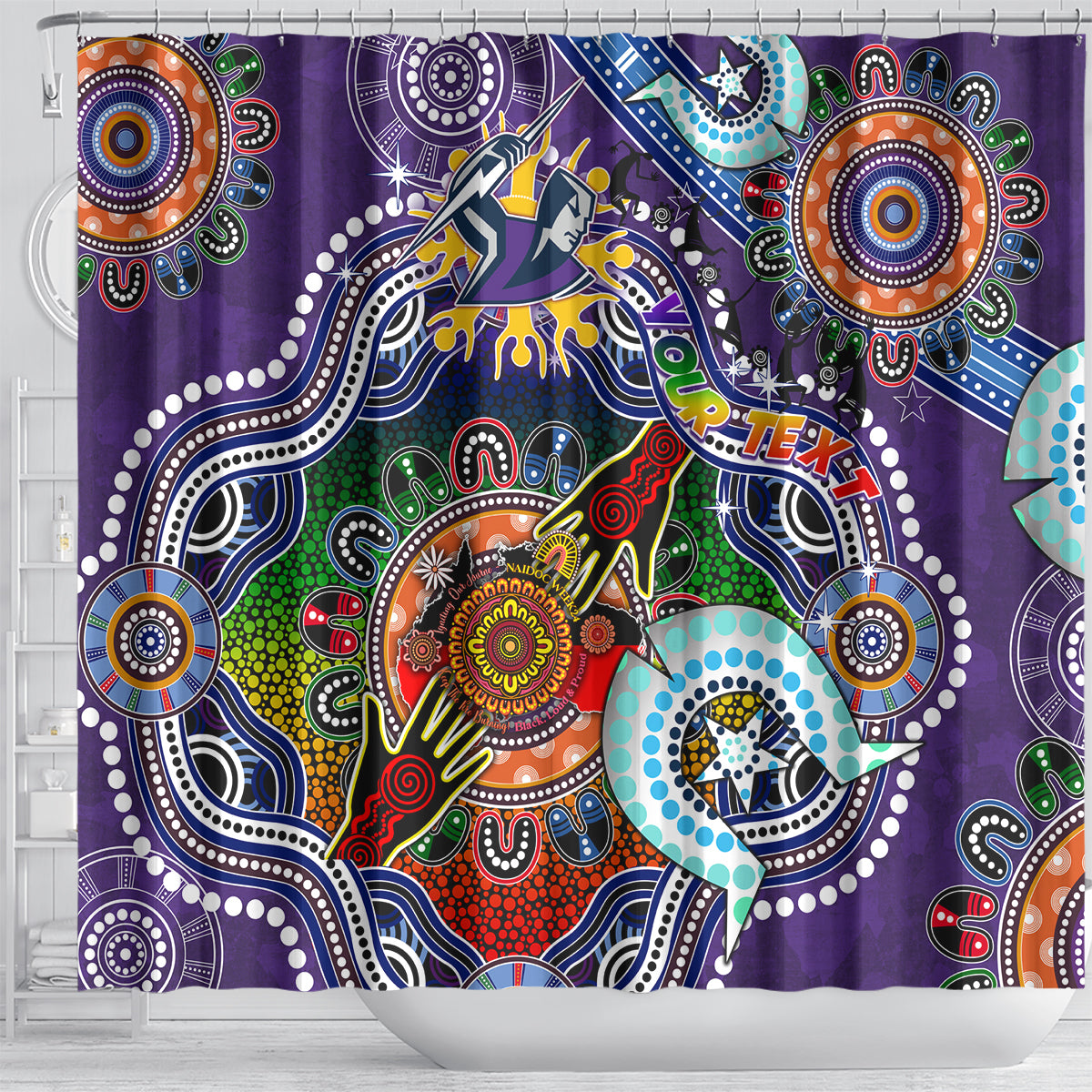 Personalised Storm NAIDOC Week 2024 Shower Curtain Australia Aboriginal Dot Painting