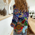 Personalised Storm NAIDOC Week 2024 Women Casual Shirt Australia Aboriginal Dot Painting