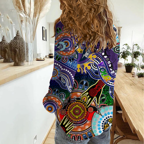 Personalised Storm NAIDOC Week 2024 Women Casual Shirt Australia Aboriginal Dot Painting