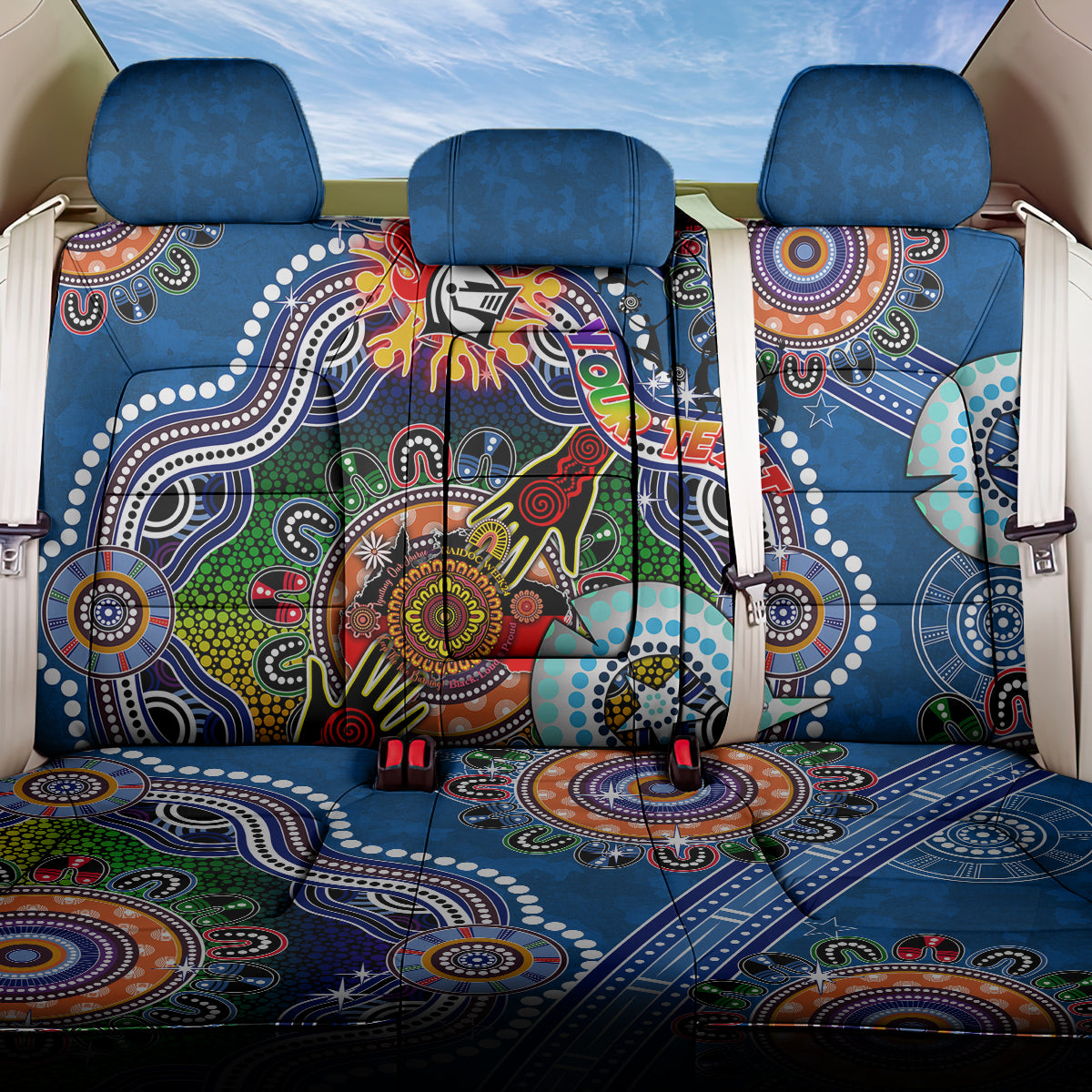 Personalised Knights NAIDOC Week 2024 Back Car Seat Cover Australia Aboriginal Dot Painting