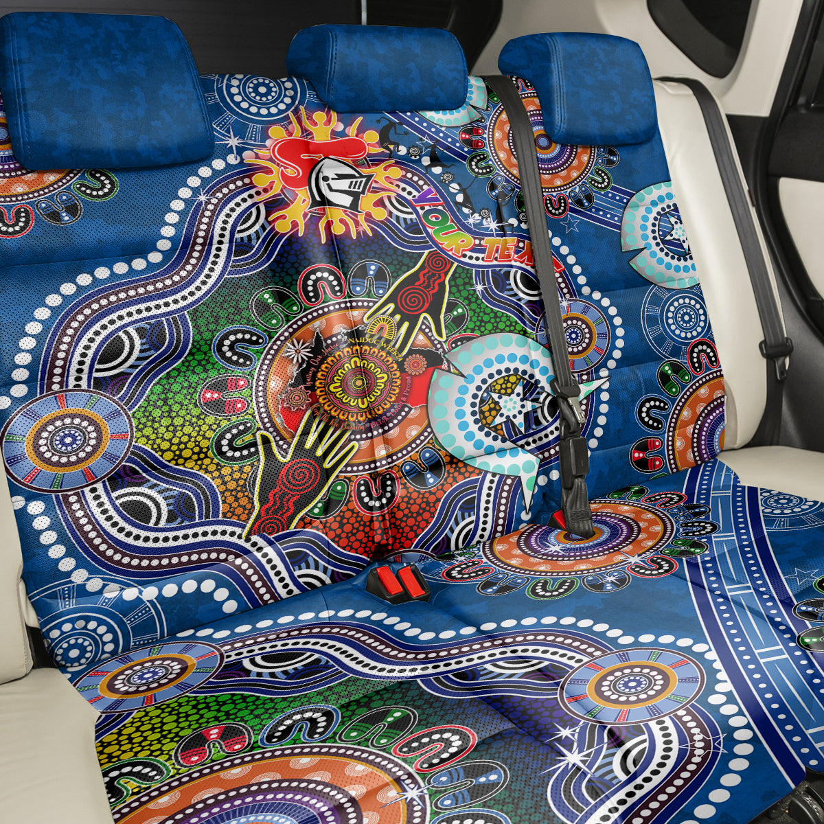 Personalised Knights NAIDOC Week 2024 Back Car Seat Cover Australia Aboriginal Dot Painting