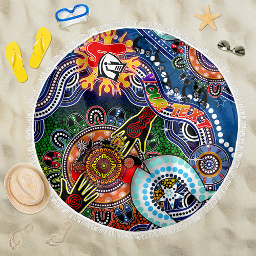 Personalised Knights NAIDOC Week 2024 Beach Blanket Australia Aboriginal Dot Painting