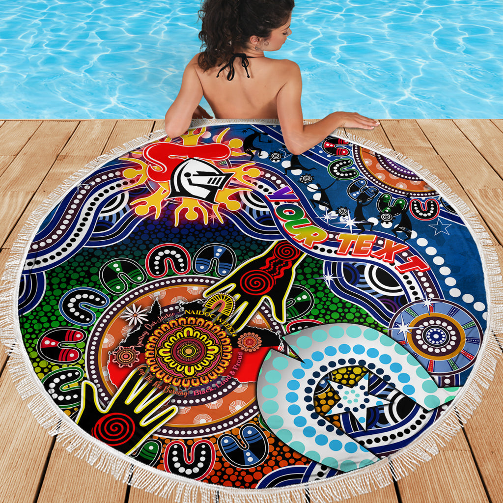 Personalised Knights NAIDOC Week 2024 Beach Blanket Australia Aboriginal Dot Painting