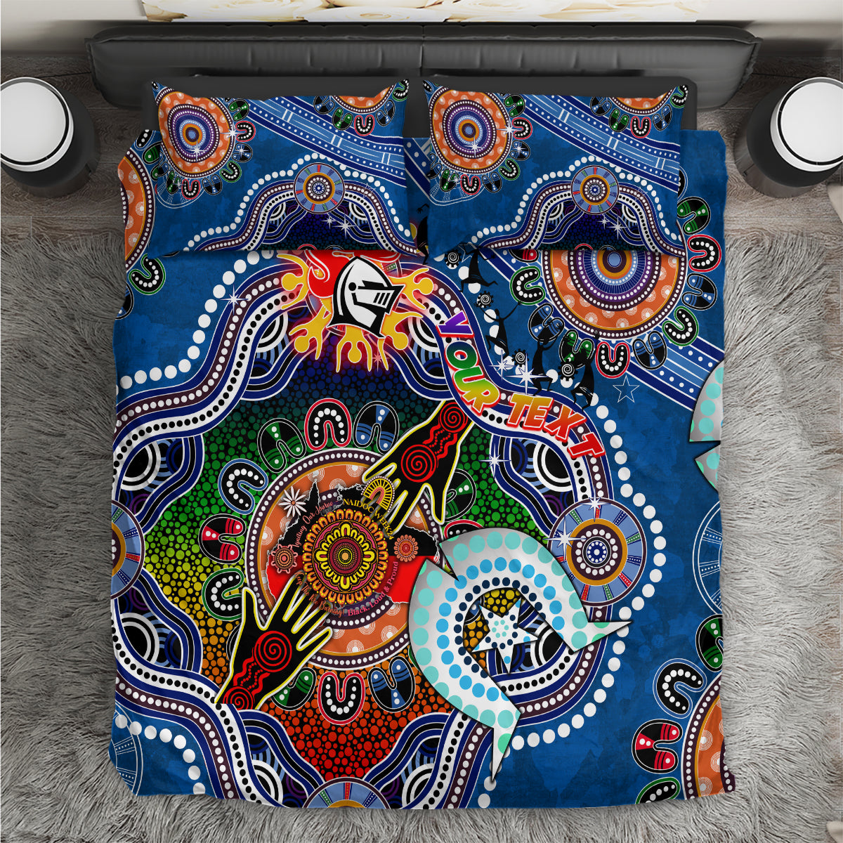 Personalised Knights NAIDOC Week 2024 Bedding Set Australia Aboriginal Dot Painting