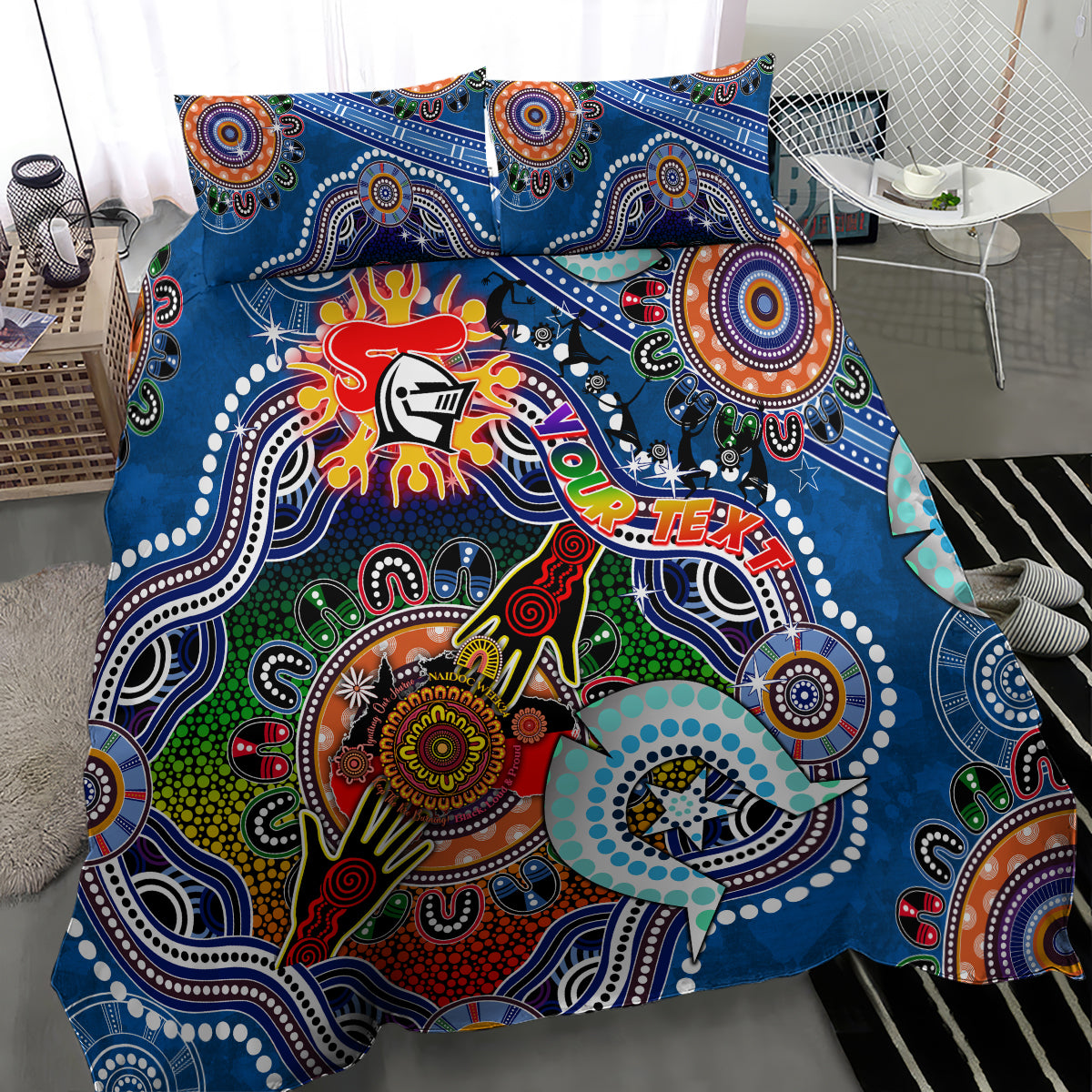Personalised Knights NAIDOC Week 2024 Bedding Set Australia Aboriginal Dot Painting
