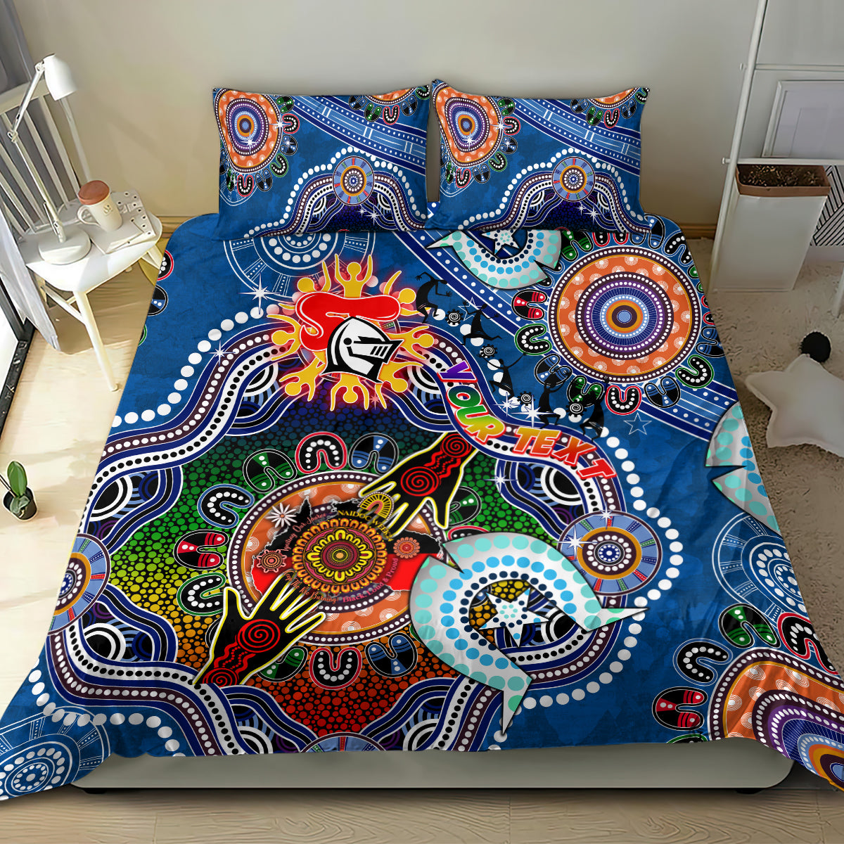 Personalised Knights NAIDOC Week 2024 Bedding Set Australia Aboriginal Dot Painting