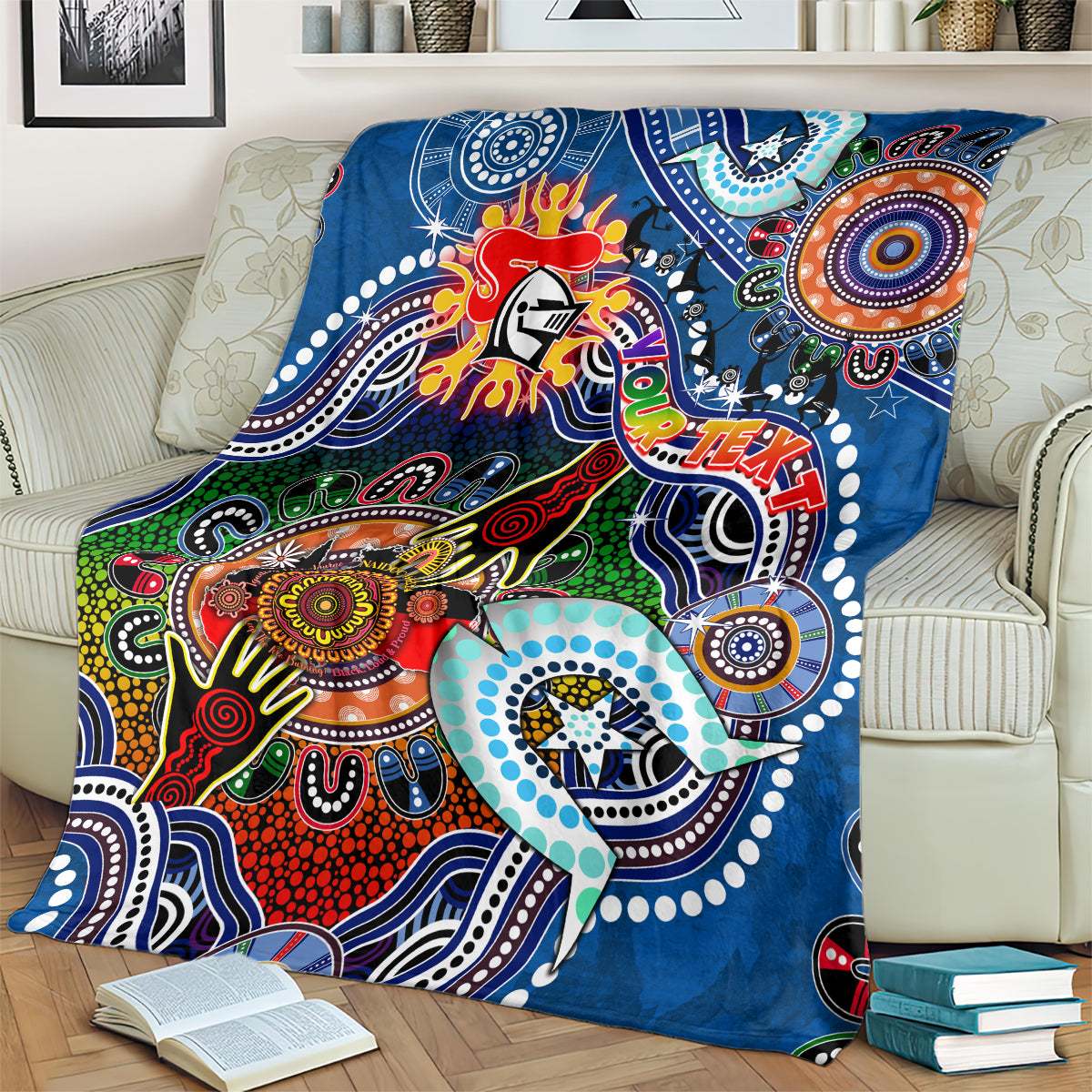 Personalised Knights NAIDOC Week 2024 Blanket Australia Aboriginal Dot Painting