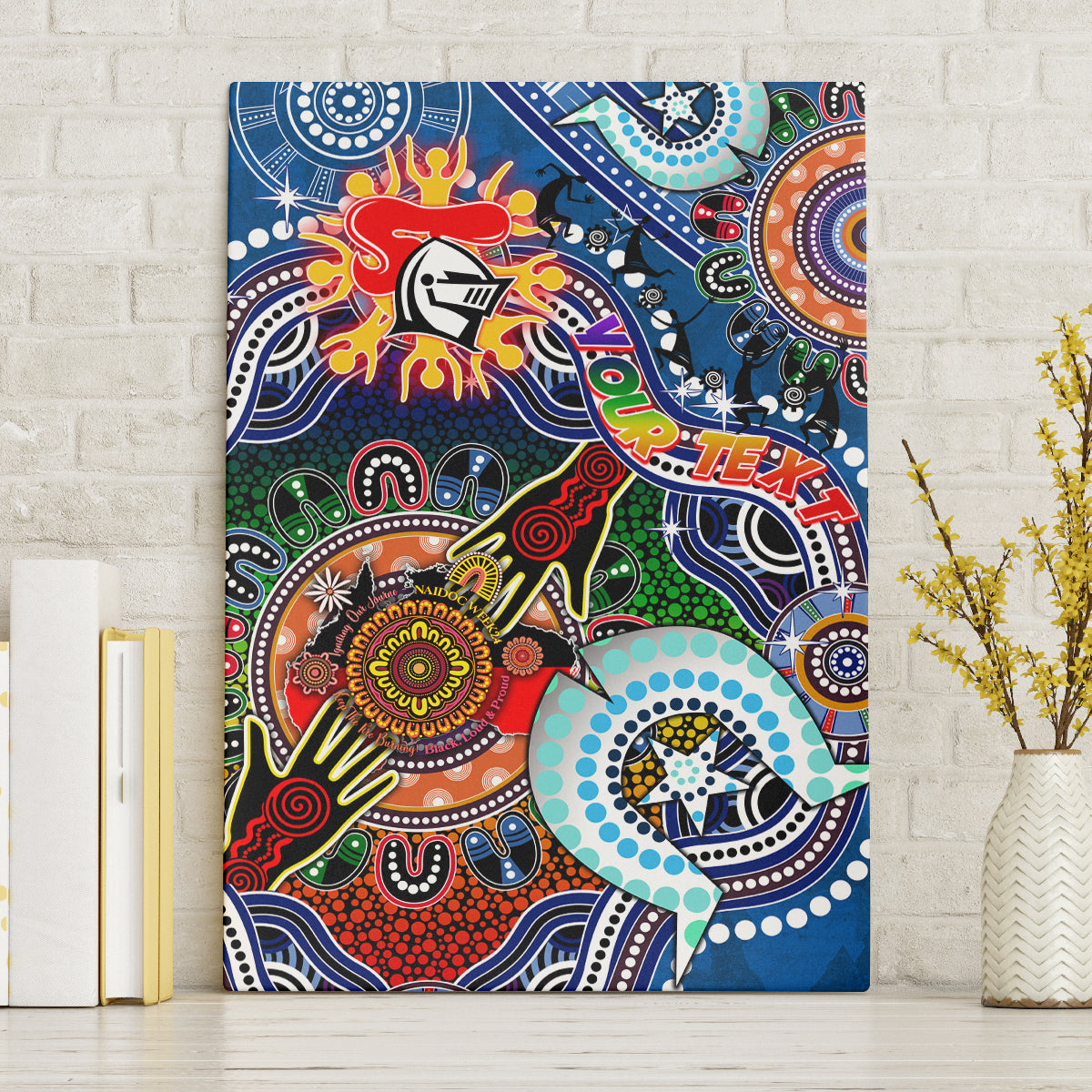 Personalised Knights NAIDOC Week 2024 Canvas Wall Art Australia Aboriginal Dot Painting