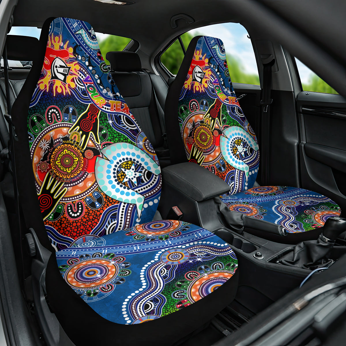 Personalised Knights NAIDOC Week 2024 Car Seat Cover Australia Aboriginal Dot Painting