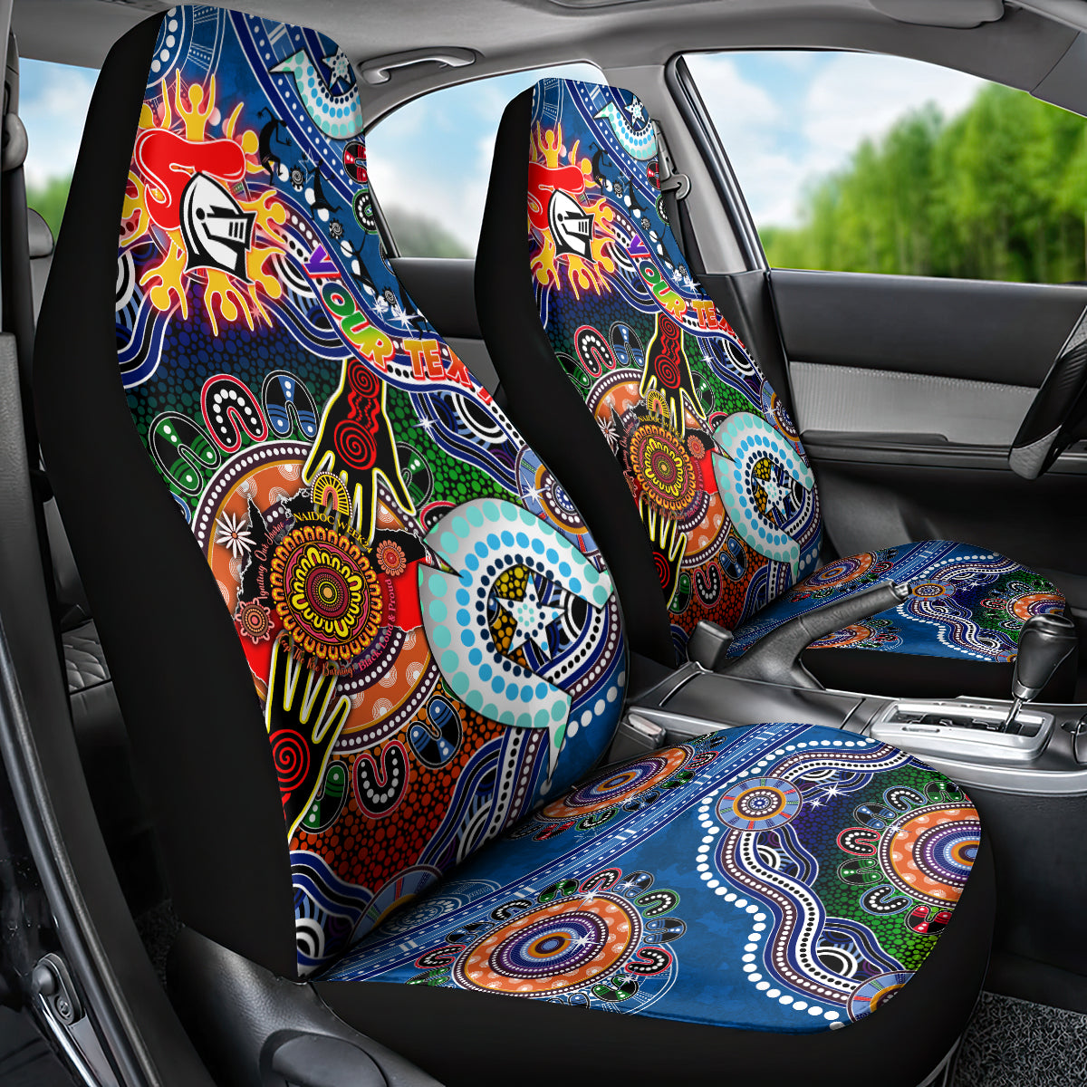 Personalised Knights NAIDOC Week 2024 Car Seat Cover Australia Aboriginal Dot Painting