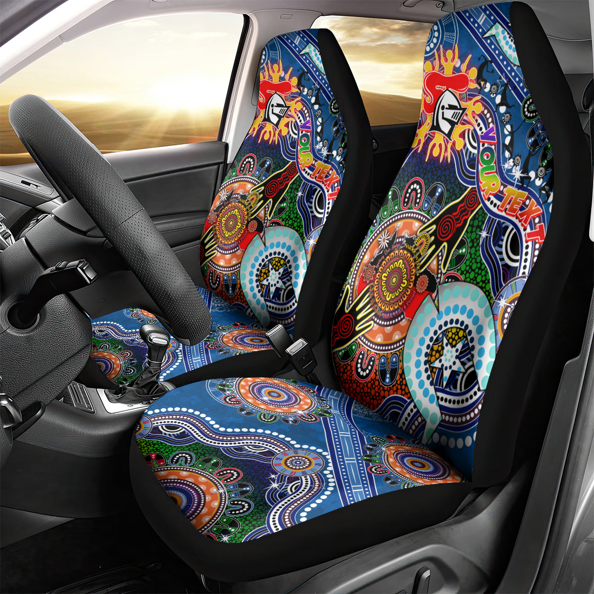 Personalised Knights NAIDOC Week 2024 Car Seat Cover Australia Aboriginal Dot Painting