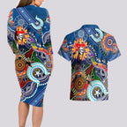 Personalised Knights NAIDOC Week 2024 Couples Matching Long Sleeve Bodycon Dress and Hawaiian Shirt Australia Aboriginal Dot Painting