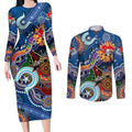 Personalised Knights NAIDOC Week 2024 Couples Matching Long Sleeve Bodycon Dress and Long Sleeve Button Shirt Australia Aboriginal Dot Painting