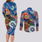 Personalised Knights NAIDOC Week 2024 Couples Matching Long Sleeve Bodycon Dress and Long Sleeve Button Shirt Australia Aboriginal Dot Painting