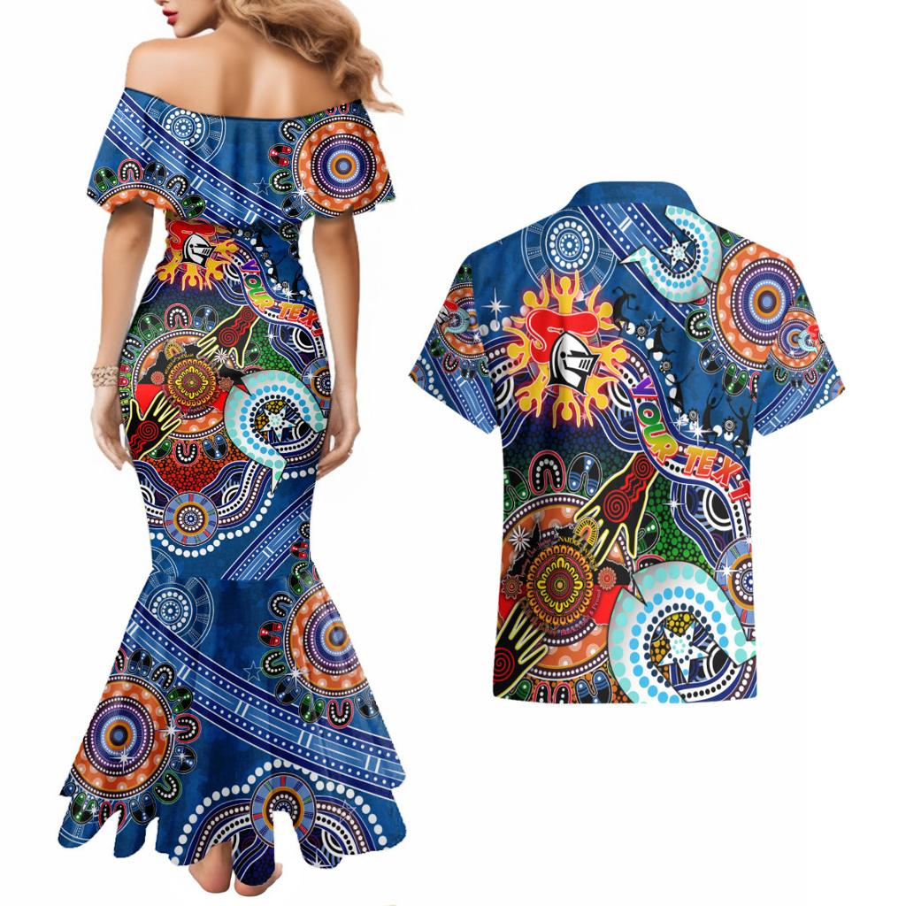 Personalised Knights NAIDOC Week 2024 Couples Matching Mermaid Dress and Hawaiian Shirt Australia Aboriginal Dot Painting