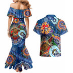 Personalised Knights NAIDOC Week 2024 Couples Matching Mermaid Dress and Hawaiian Shirt Australia Aboriginal Dot Painting