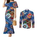 Personalised Knights NAIDOC Week 2024 Couples Matching Mermaid Dress and Long Sleeve Button Shirt Australia Aboriginal Dot Painting