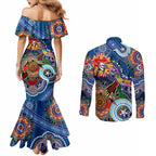 Personalised Knights NAIDOC Week 2024 Couples Matching Mermaid Dress and Long Sleeve Button Shirt Australia Aboriginal Dot Painting