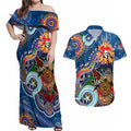 Personalised Knights NAIDOC Week 2024 Couples Matching Off Shoulder Maxi Dress and Hawaiian Shirt Australia Aboriginal Dot Painting