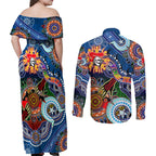 Personalised Knights NAIDOC Week 2024 Couples Matching Off Shoulder Maxi Dress and Long Sleeve Button Shirt Australia Aboriginal Dot Painting
