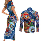 Personalised Knights NAIDOC Week 2024 Couples Matching Short Sleeve Bodycon Dress and Long Sleeve Button Shirt Australia Aboriginal Dot Painting