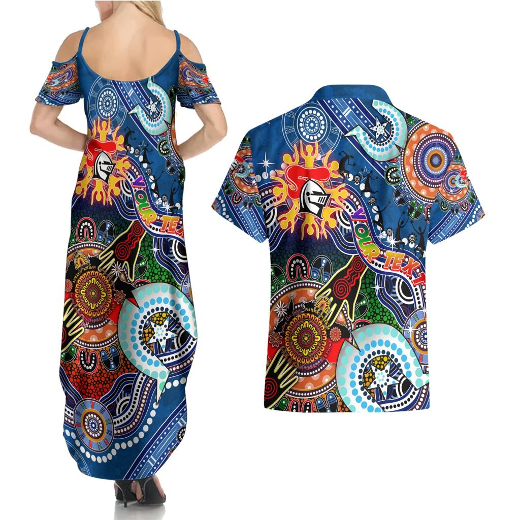 Personalised Knights NAIDOC Week 2024 Couples Matching Summer Maxi Dress and Hawaiian Shirt Australia Aboriginal Dot Painting