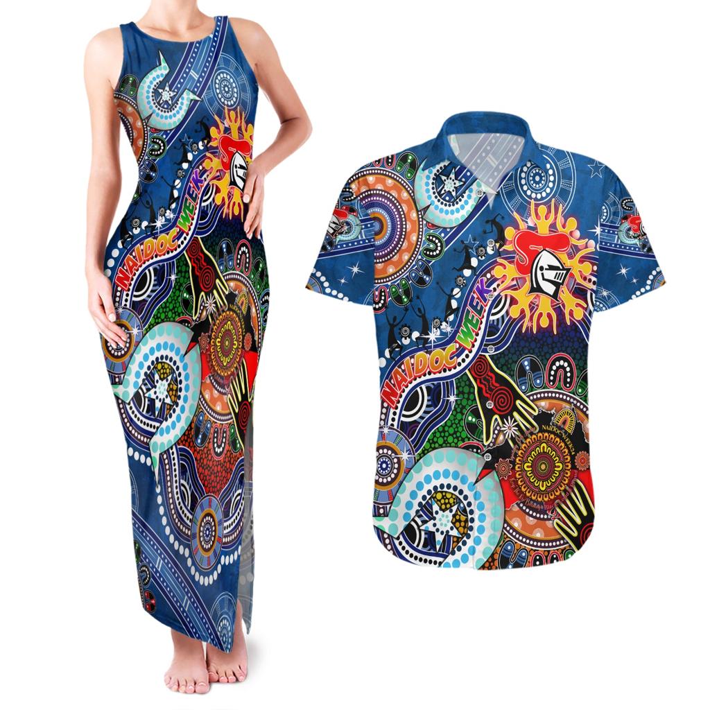 Personalised Knights NAIDOC Week 2024 Couples Matching Tank Maxi Dress and Hawaiian Shirt Australia Aboriginal Dot Painting