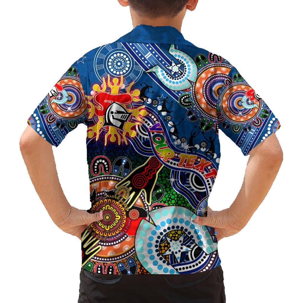 Personalised Knights NAIDOC Week 2024 Family Matching Long Sleeve Bodycon Dress and Hawaiian Shirt Australia Aboriginal Dot Painting