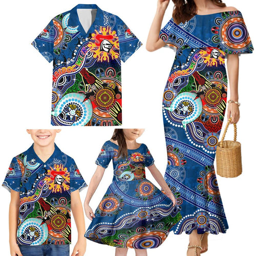 Personalised Knights NAIDOC Week 2024 Family Matching Mermaid Dress and Hawaiian Shirt Australia Aboriginal Dot Painting