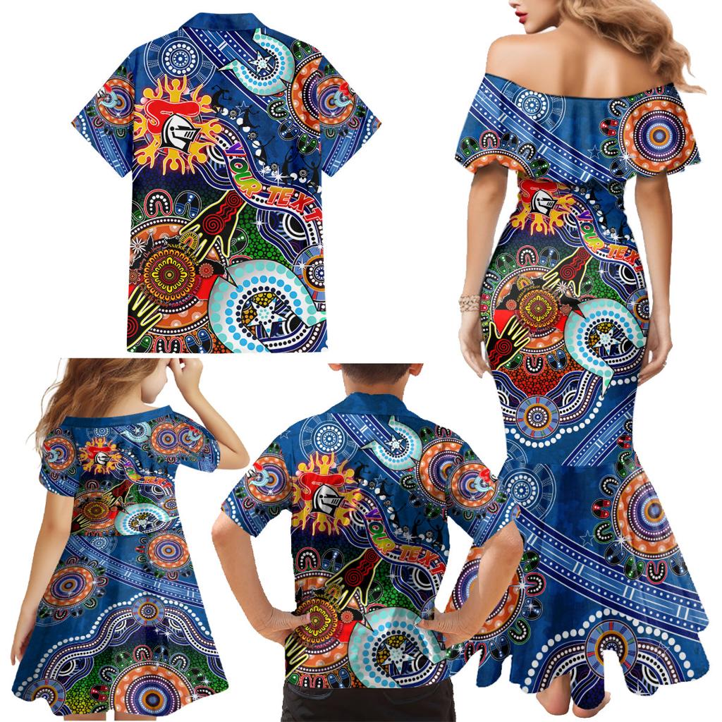 Personalised Knights NAIDOC Week 2024 Family Matching Mermaid Dress and Hawaiian Shirt Australia Aboriginal Dot Painting