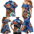 Personalised Knights NAIDOC Week 2024 Family Matching Mermaid Dress and Hawaiian Shirt Australia Aboriginal Dot Painting