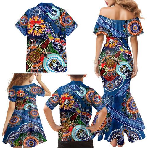 Personalised Knights NAIDOC Week 2024 Family Matching Mermaid Dress and Hawaiian Shirt Australia Aboriginal Dot Painting