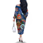 Personalised Knights NAIDOC Week 2024 Family Matching Off The Shoulder Long Sleeve Dress and Hawaiian Shirt Australia Aboriginal Dot Painting
