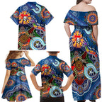 Personalised Knights NAIDOC Week 2024 Family Matching Off Shoulder Maxi Dress and Hawaiian Shirt Australia Aboriginal Dot Painting