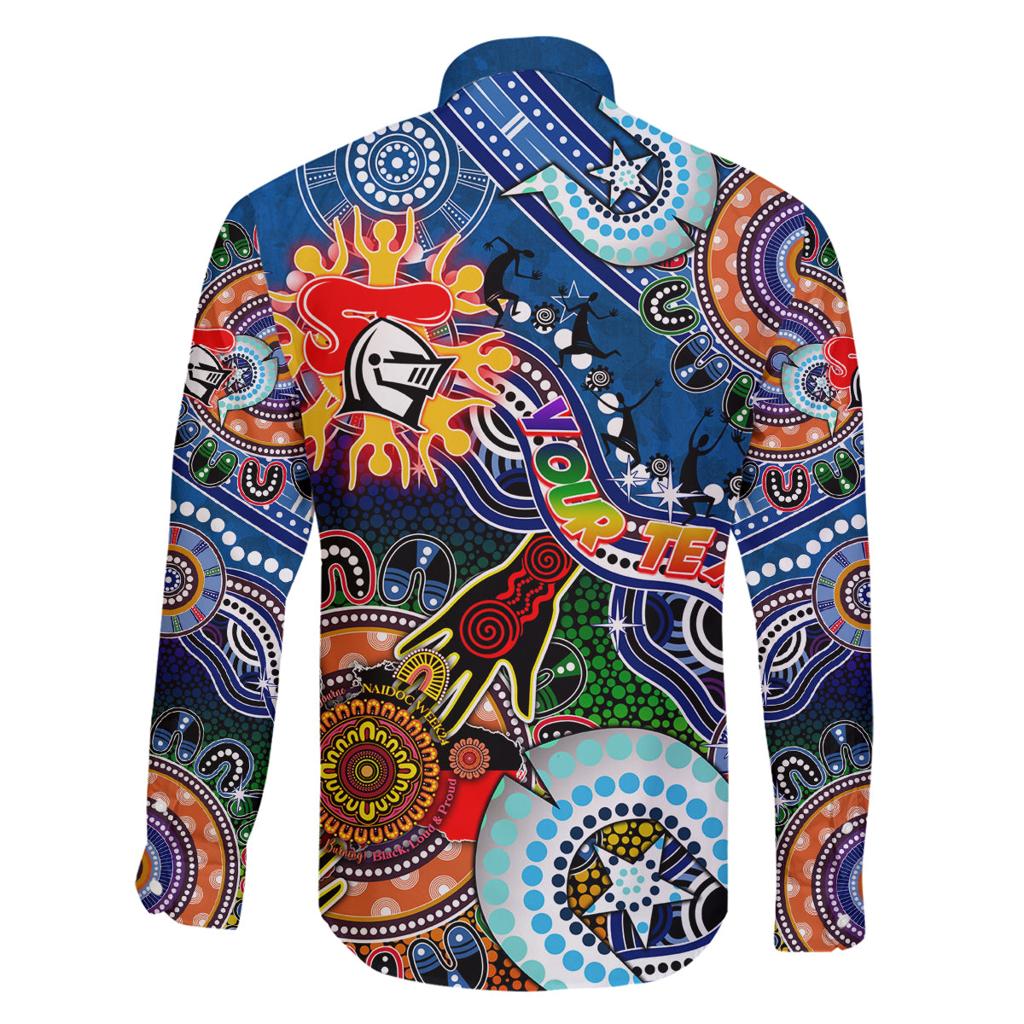 Personalised Knights NAIDOC Week 2024 Family Matching Off Shoulder Maxi Dress and Hawaiian Shirt Australia Aboriginal Dot Painting
