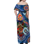 Personalised Knights NAIDOC Week 2024 Family Matching Off Shoulder Maxi Dress and Hawaiian Shirt Australia Aboriginal Dot Painting